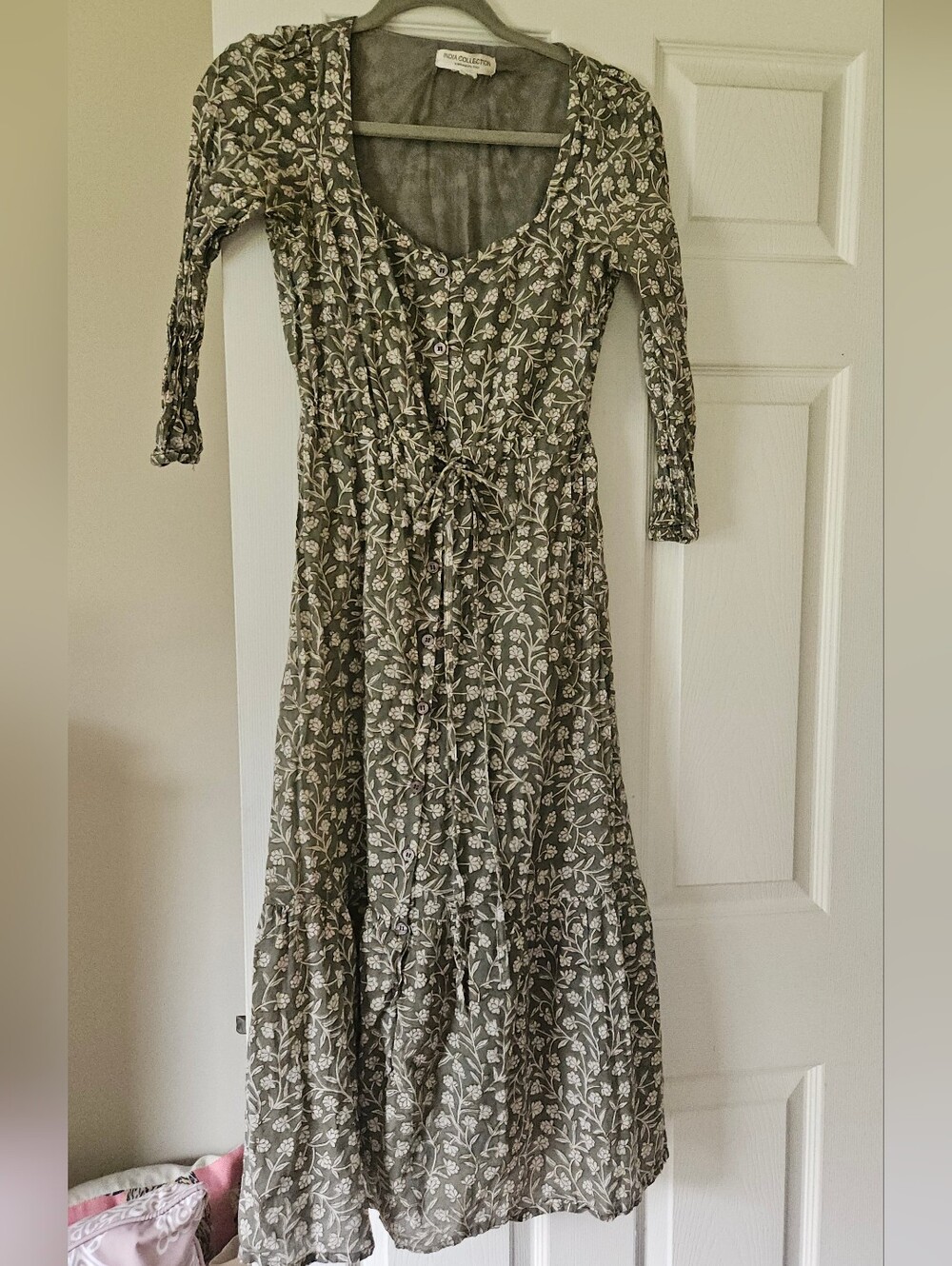 Emerson Fry “Garden Hushed Green” Organic Cotton Maxi Dress | XS | Romantic
